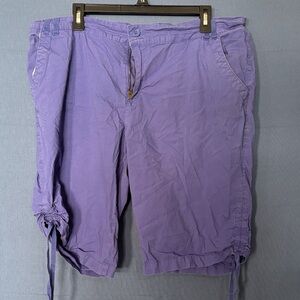 Caribbean Joe Lavender Drawstring Cargo Bermudas